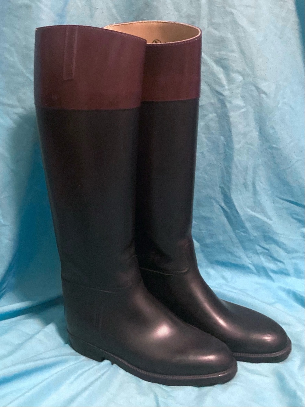 Vintage Aigle XL-Wide Calf Coupe Saumur Rubber Equestrian Riding Boots EU 40